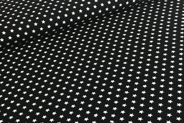 Baumwolljersey Jerseydruck weiße Sterne 10mm auf Schwarz