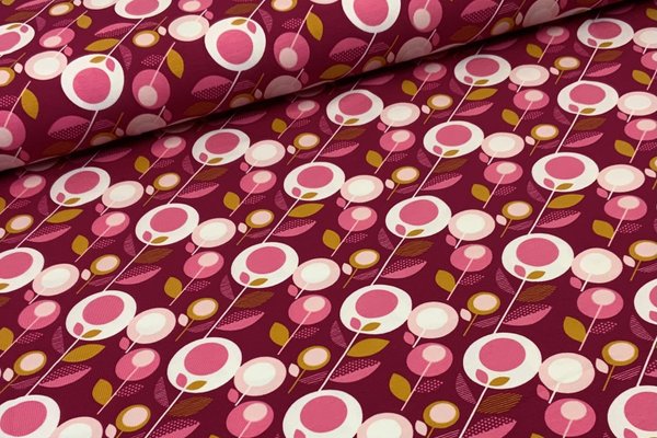 Baumwolljersey Jerseydruck Florales Muster Rosa auf Pink