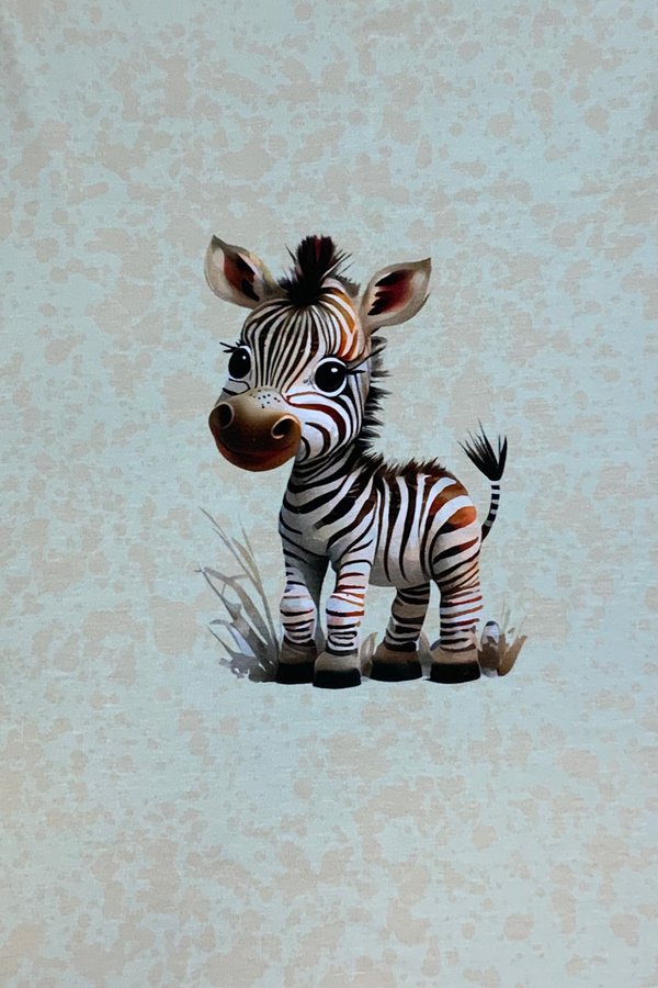 Baumwolljersey Digitaldruck Panel süße Zebra auf Altmint Sand