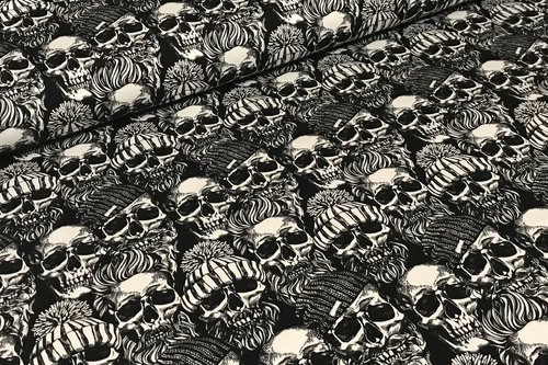 Sommersweat French Terry bedruckt Cool Skull Totenköpfe