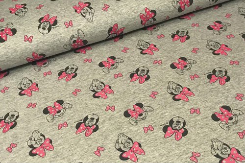 Lizenzdruck Digital Sommersweat Grau meliert Disney Minnie Mouse
