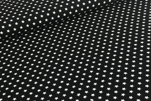 Baumwolljersey Jerseydruck weiße Sterne 10mm auf Schwarz