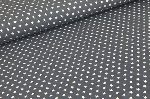 Baumwolljersey Jerseydruck weiße Sterne 10mm auf Grau