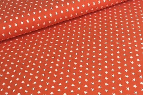 Baumwolljersey Jerseydruck weiße Sterne 10mm auf Orange