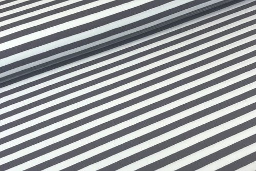 Baumwolljersey Jersey Blockstreifen 10mm Weiß Taupe
