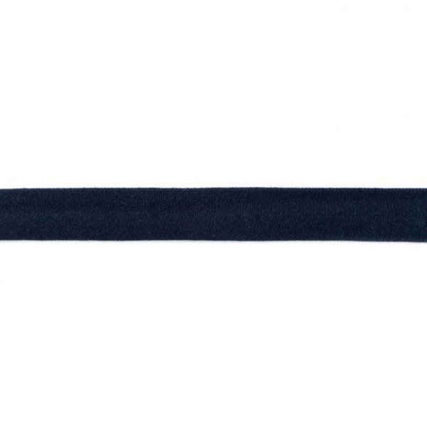 Baumwolljersey Schrägband Uni Marine Blau