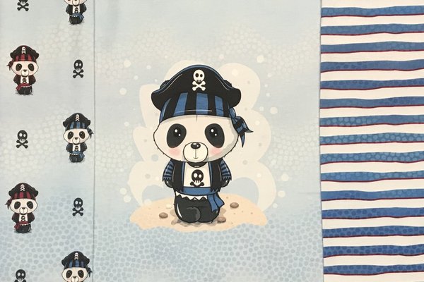 Baumwolljersey (Organic) Ki-Kö Panel Digitaldruck Panda Pirat