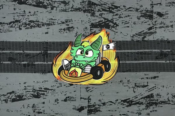 Baumwolljersey Digitaldruck Panel "Fire Racer" Design Tintenrebell