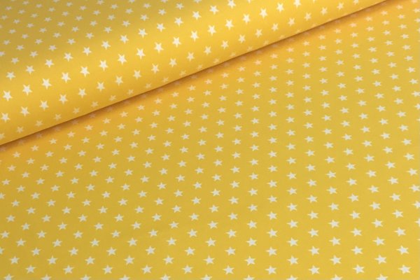 Baumwolljersey Jerseydruck weiße Sterne 10mm auf Gelb