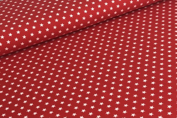 Baumwolljersey Jerseydruck weiße Sterne 10mm auf Rot