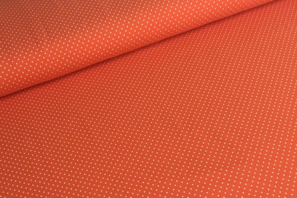 Baumwolljersey Jerseydruck weiße Punkte 2mm auf Orange