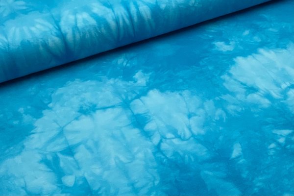 Baumwolljersey Jersey Batik Blau Aqua