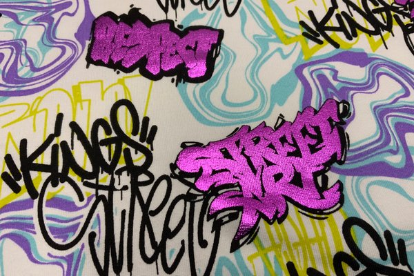 Sommersweat French Terry Digital Foliendruck Graffiti Street Art Multicolour
