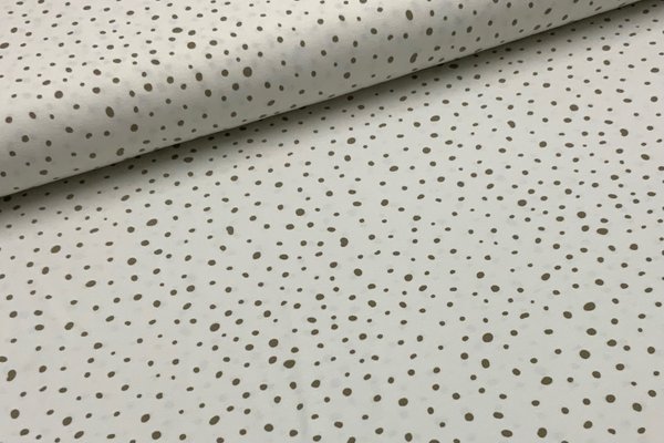 Baumwolljersey Jerseydruck Punkte Taupe auf Weiß