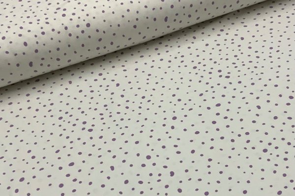 Baumwolljersey Jerseydruck Punkte Violett auf Weiß