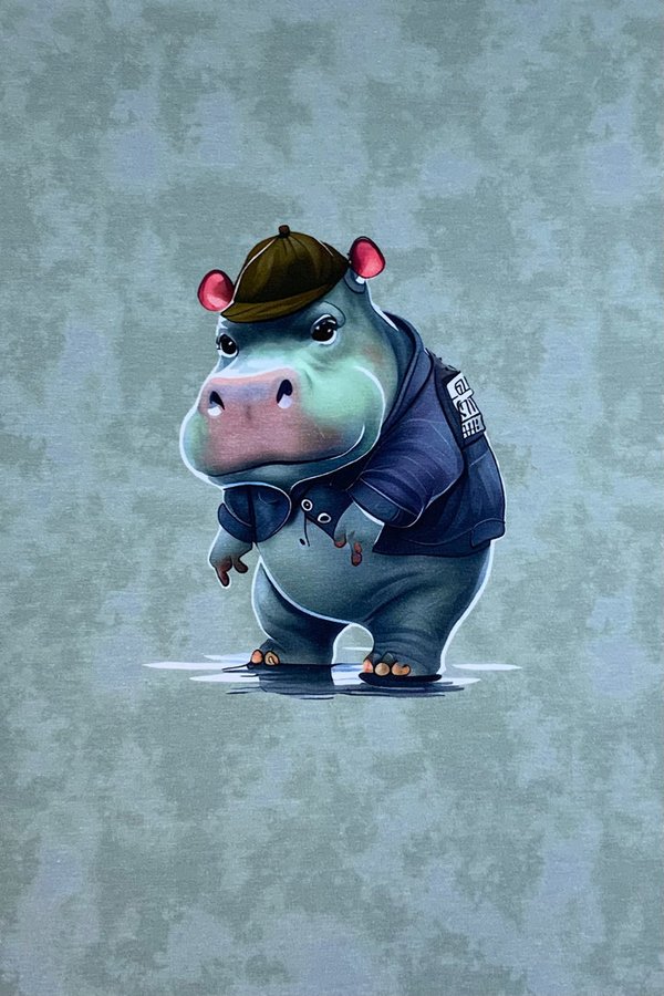 Baumwolljersey Digitaldruck Panel Gangsta Hippo